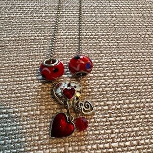 About A Girl Red and Silver Heart Necklace